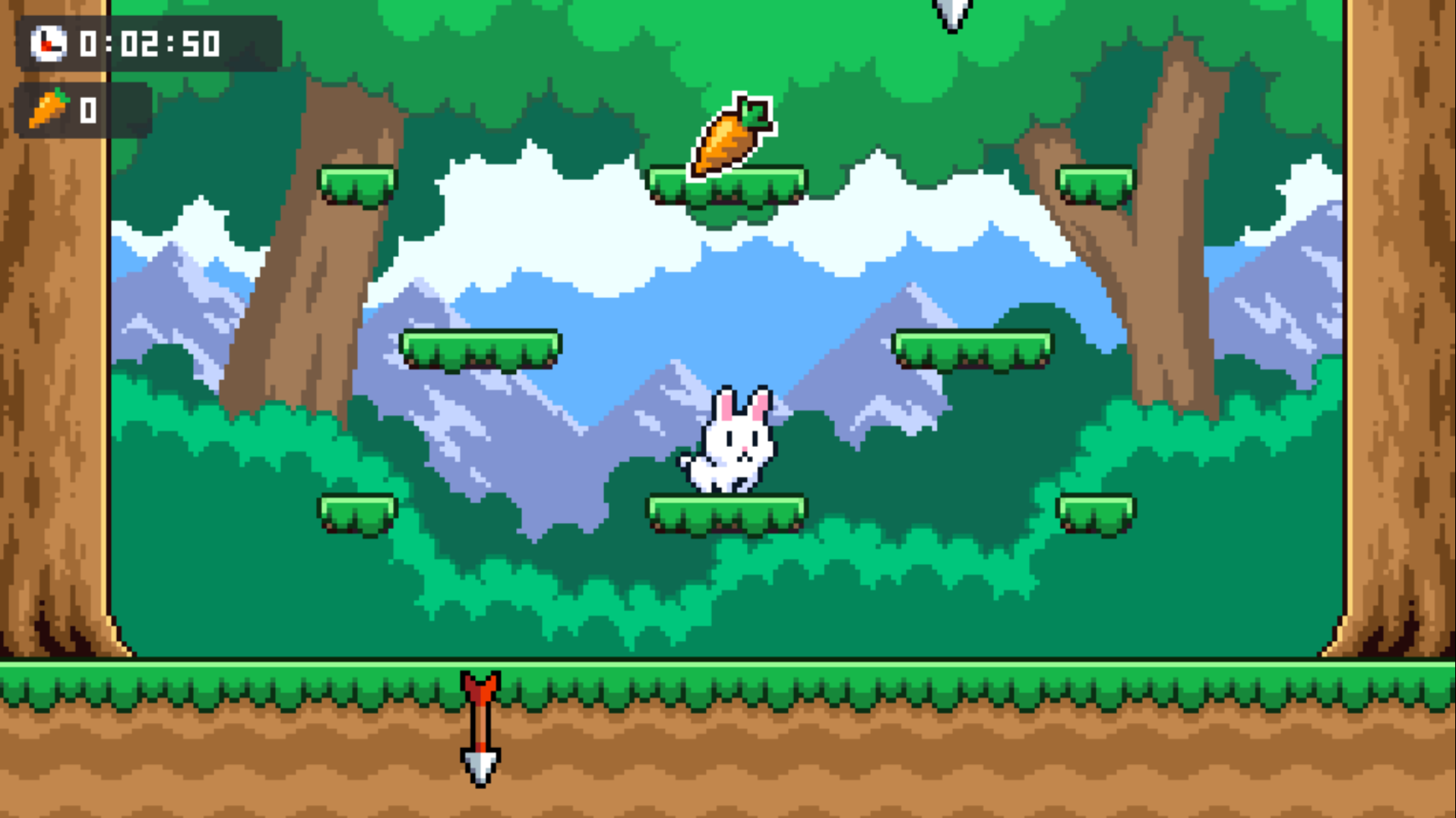 Poor Bunny gameplay screenshot showing cute bunny character collecting carrots in a colorful environment